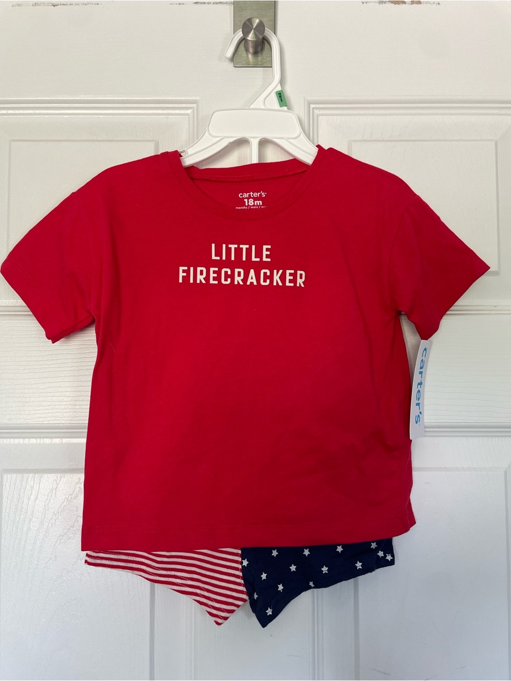 Carter's Red 'Little Firecracker' Tee with Patriotic Bottoms